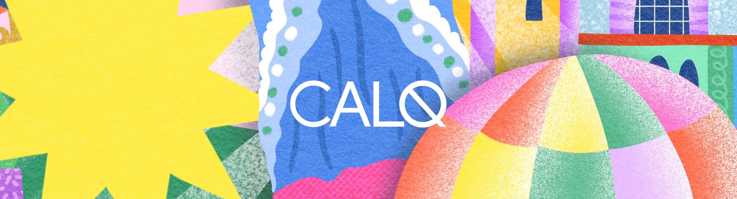 Logo calq sur motifs colorés
